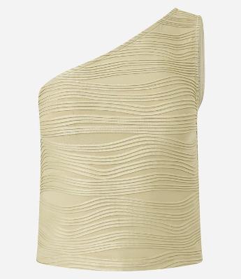 Blusa Ombro Só em Jersey com Listras Texturizadas