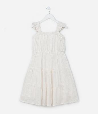 Vestido Infantil em Airflow Metalizado - Tam 5 a 14 Anos