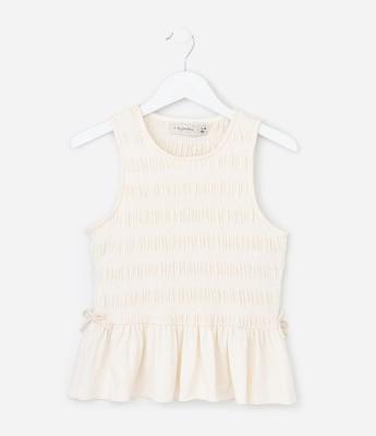 Blusa Infantil Regata com Laços e Texturizada - Tam 7 a 14 Anos