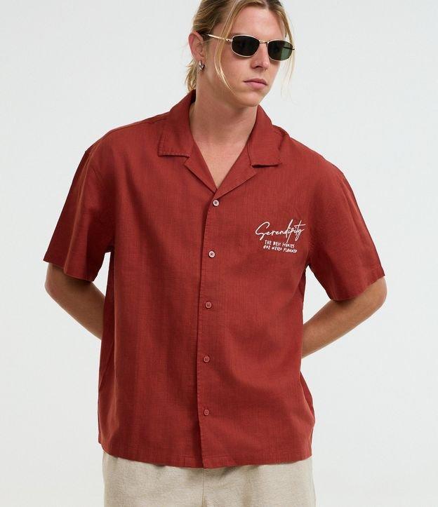 Camisa Boxy em Tricoline com Estampa Lettering e Bordado - 1
