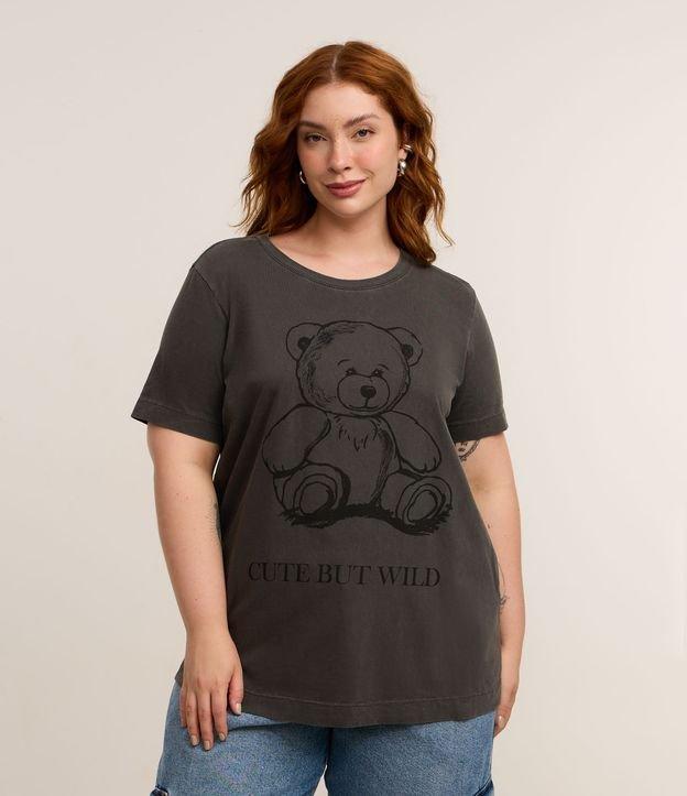 Camiseta Alongada em Algodão com Estampa Ursinho Wild Curve & Plus Size - 2