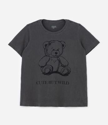 Camiseta Alongada em Algodão com Estampa Ursinho Wild Curve & Plus Size