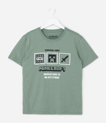 Camiseta Infantil com Estampa Minecraft - Tam 5 a 14 Anos