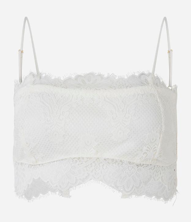 Blusa Cropped de Alça em Renda com Forro - 1