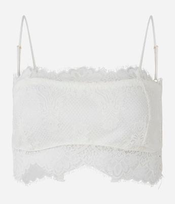 Blusa Cropped de Alça em Renda com Forro