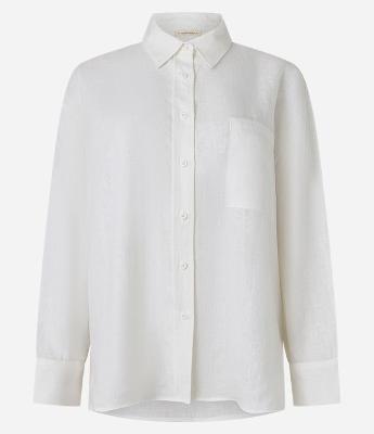 Camisa Oversized em Linho com Bolso no Peito