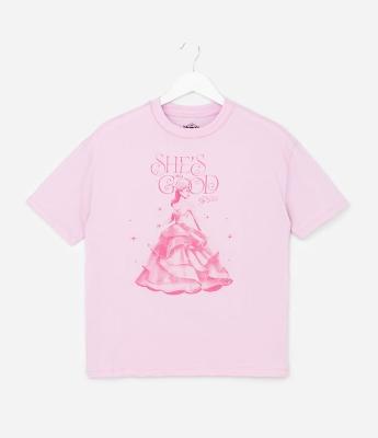 Camiseta Infantil Relaxed com Estampa Wicked Glinda - Tam 5 a 14 Anos
