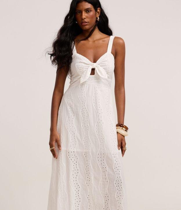 Vestido Evasê Longo em Laise com Laço no Decote - 2