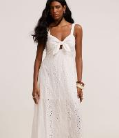 Vestido Evasê Longo em Laise com Laço no Decote - 2