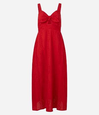 Vestido Evasê Longo em Laise com Laço no Decote