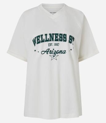 Camiseta Oversized Esportiva em Algodão com Estampa Wellness