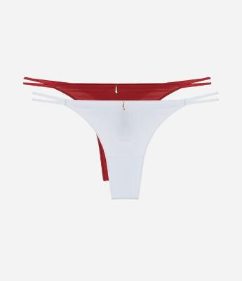 Kit 02 Calcinhas String Fio Duplo em Microfibra com Pingente de Figa