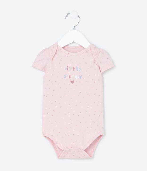 Body Infantil com Estampa Poá e Lettering Little Sister - Tam 0 a 18 Meses - 1
