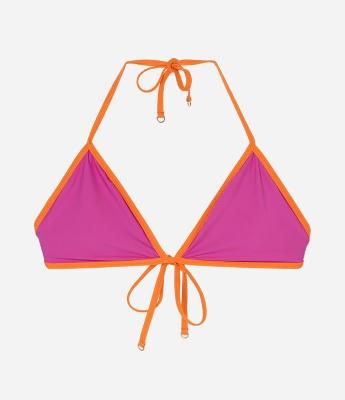Biquíni Top Triangulo Fixo em Microfibra com Viés Contrastante