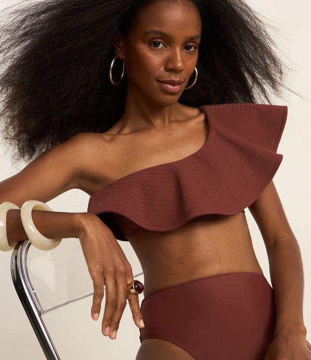 Biquíni Top Ombro Só em Microfibra com Babado Largo Pespuntado - 1