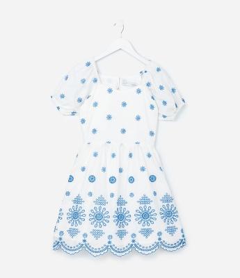 Vestido Infantil em Laise com Broderie - Tam 5 a 14 Anos
