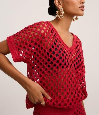 Blusa em Tricô com Ponto Aberto