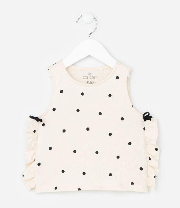 Regata Infantil com Estampa Poá com Babadinho na Lateral  - Tam 1 a 6 Anos - 1