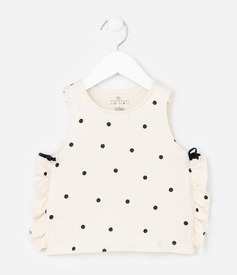 Regata Infantil com Estampa Poá com Babadinho na Lateral  - Tam 1 a 6 Anos