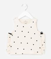 Regata Infantil com Estampa Poá com Babadinho na Lateral  - Tam 1 a 6 Anos - 1