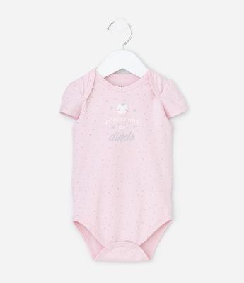 Body Infantil com Estampa Poá Princesinha do Dindo - Tam 0 a 18 Meses