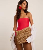 Bolsa de Praia Clutch em Palha com Franjas - 1