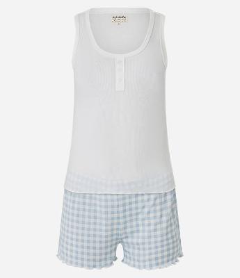 Pijama Short Doll em Ribana com Short Xadrez Vichy