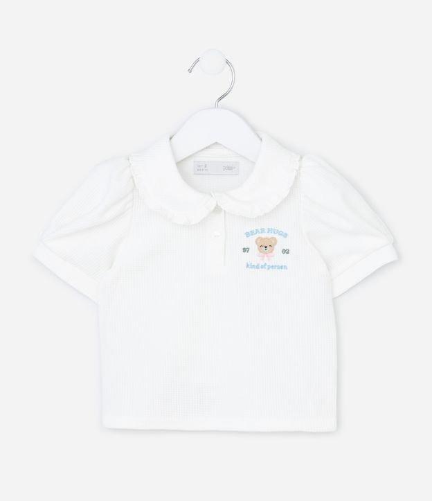 Camiseta Infantil com Manga Bufante e Bordado Urso - Tam 1 a 6 Anos - 1