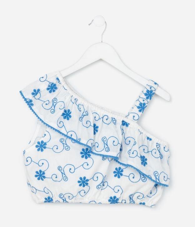 Blusa Cropped Infantil Ombro Só com Estampa Bordada - Tam 5 a 14 Anos - 1