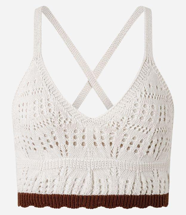 Blusa Cropped em Tricô com Decote em V - 1