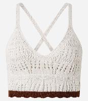 Blusa Cropped em Tricô com Decote em V - 1