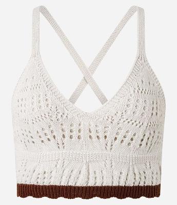 Blusa Cropped em Tricô com Decote em V