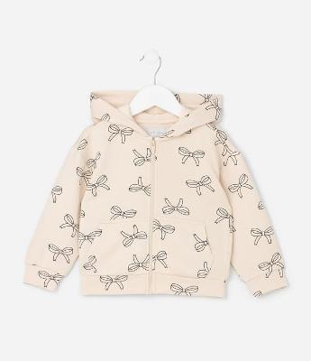 Jaqueta Infantil em  Moletinho com Estampa de Laços - Tam 1 a 6 Anos