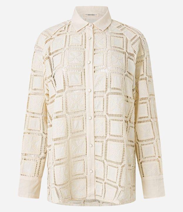 Camisa em Laise Quadriculado com Botões Forrados - 1