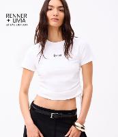 Blusa em Algodão com Franzidos e Lettering Brasil - 1