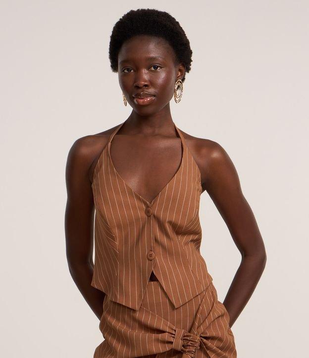 Blusa Colete Frente Única Alfaiatada Risca de Giz - 1