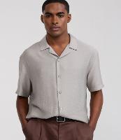 Camisa Boxy em Viscose Texturizado e Gola Bowling - 2