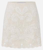 Saia Reta Ajustada com Efeito Linho e Bordado Paisley - 1