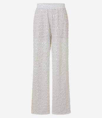 Calça Wide Leg em Paetê com Cintura Elástica