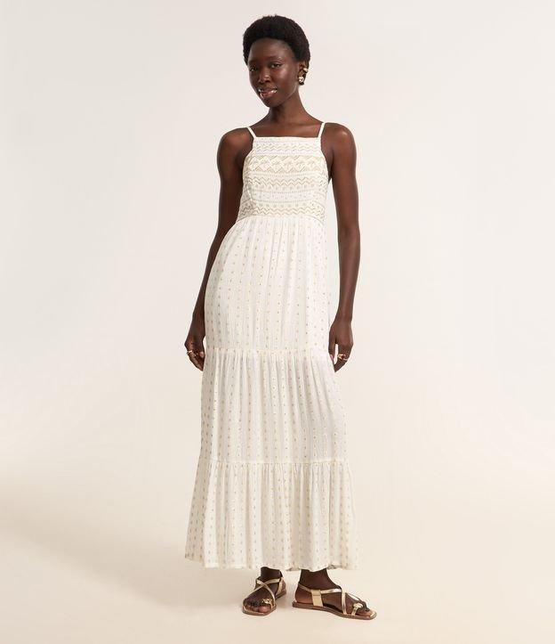 Vestido Longo em Crepe com Bordados Metalizados - 2