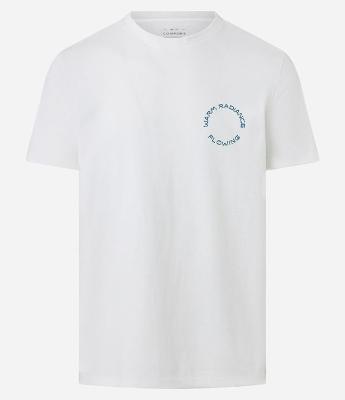 Camiseta Comfort  em Meia Malha com Estampa Lettering em Geométrico Warm Radiance