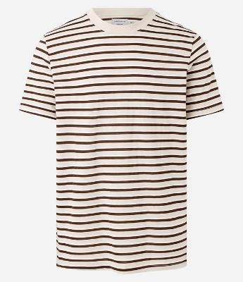 Camiseta Regular em Algodão com Listras em Fio Tinto