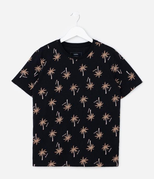 Camiseta Infantil Regular com Estampa de Coqueiros - Tam 5 a 14 Anos - 1