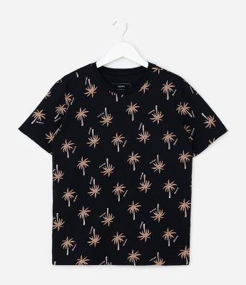 Camiseta Infantil Regular com Estampa de Coqueiros - Tam 5 a 14 Anos