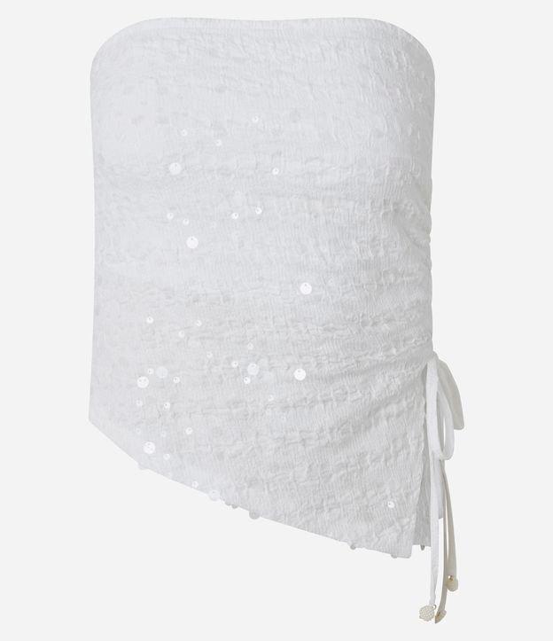 Top Tomara que Caia em Paetê com Colissê Lateral e Barra Assimétrica - 1