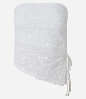 Top Tomara que Caia em Paetê com Colissê Lateral e Barra Assimétrica - 1