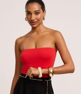 Blusa Ajustada Sem Alça em Poliamida