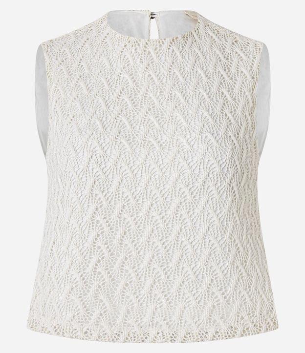 Blusa de Efeito Crochê com Alça Larga - 1
