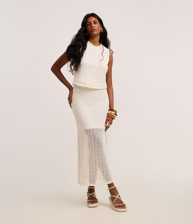 Blusa de Efeito Crochê com Alça Larga - 2