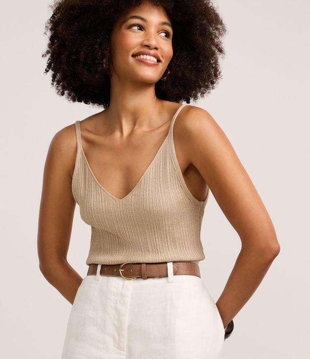 Blusa em Tricô Canelado com Fio Metalizado - 2